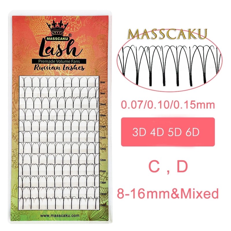 MASSCAKU premade lashes volume fans 3d/4d/5d/6d lash russian volume pre make lash extension faux mink eyelashes