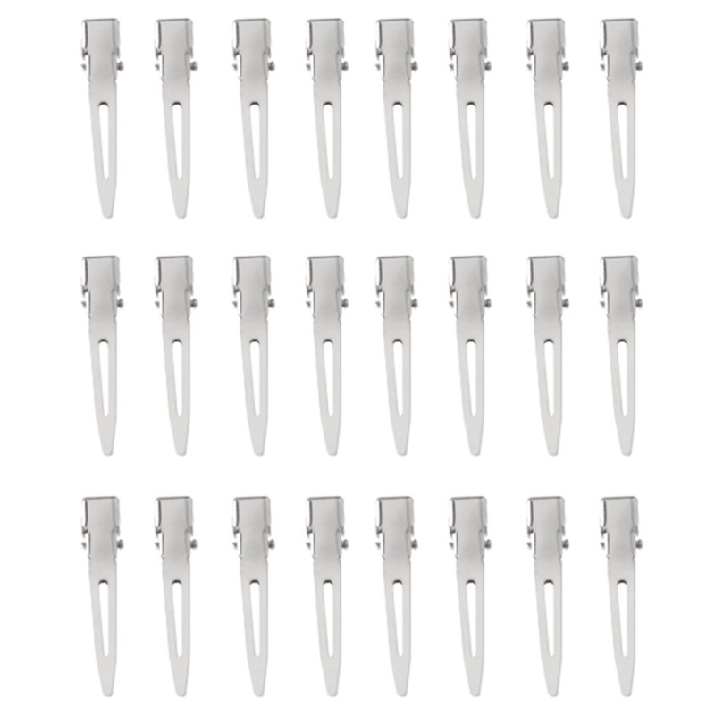 24pcs Single Prong Curl Duck Bill Hair Clips Silver Divided Hairpins Metal Modeling Positioning Alligator Barrette