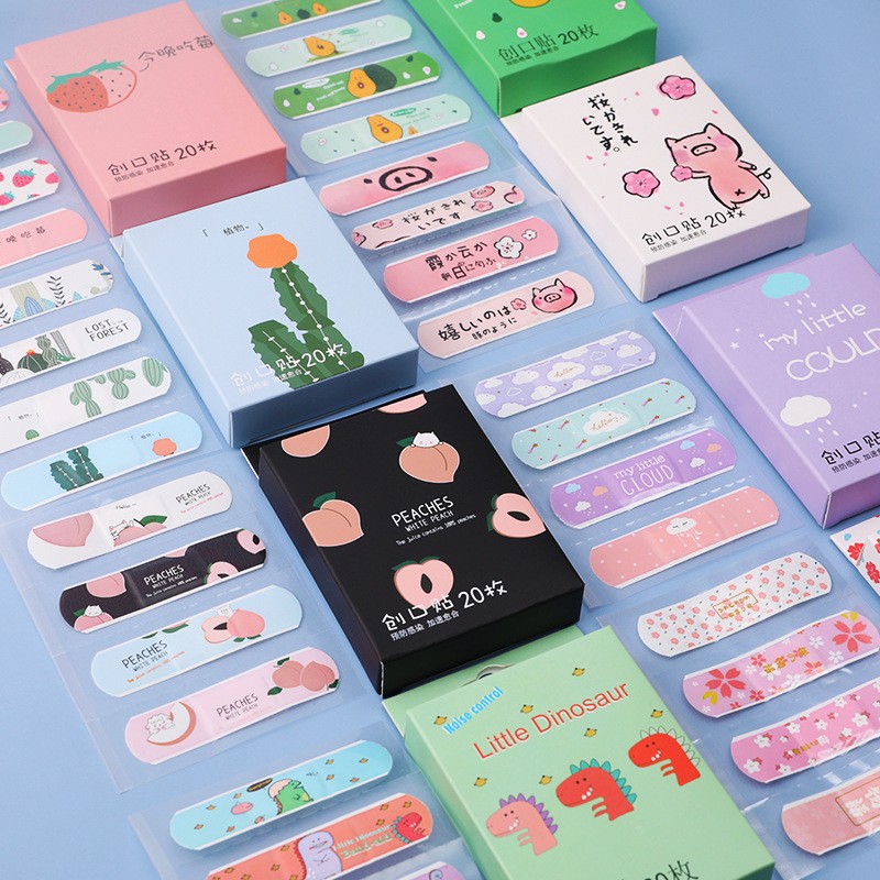 Cute cartoon boxes of waterproof dressing 20 children's hemostatic stick band aid small pure and fresh and breathable wear feet