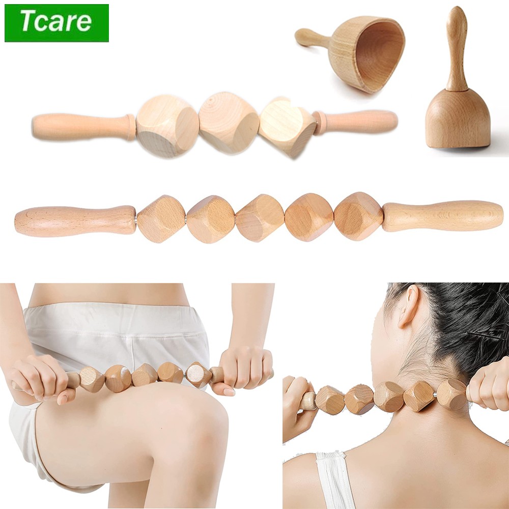 Tcare Wooden Body Foot Massager Device Reflexology Acupuncture Thai Massage Roller Therapy Scrap Meridians Lymphatic Health Care