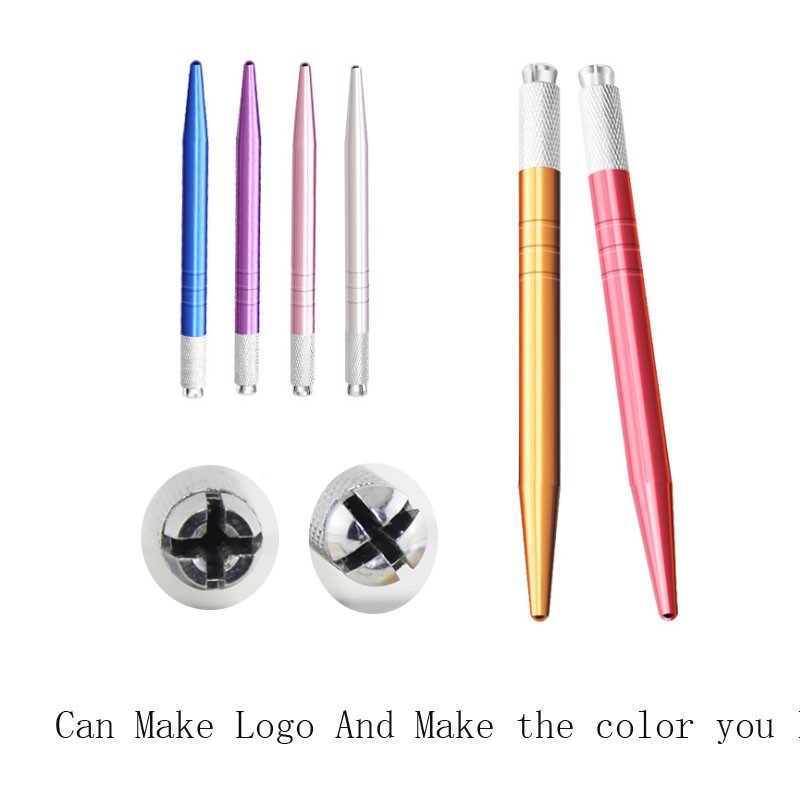 20pcs Semi Permanent Makeup Embroidered Eyebrow Tattoo Ma Pen Caneta Tebori Microblading Stainless Steel Lock Pin Pen Device