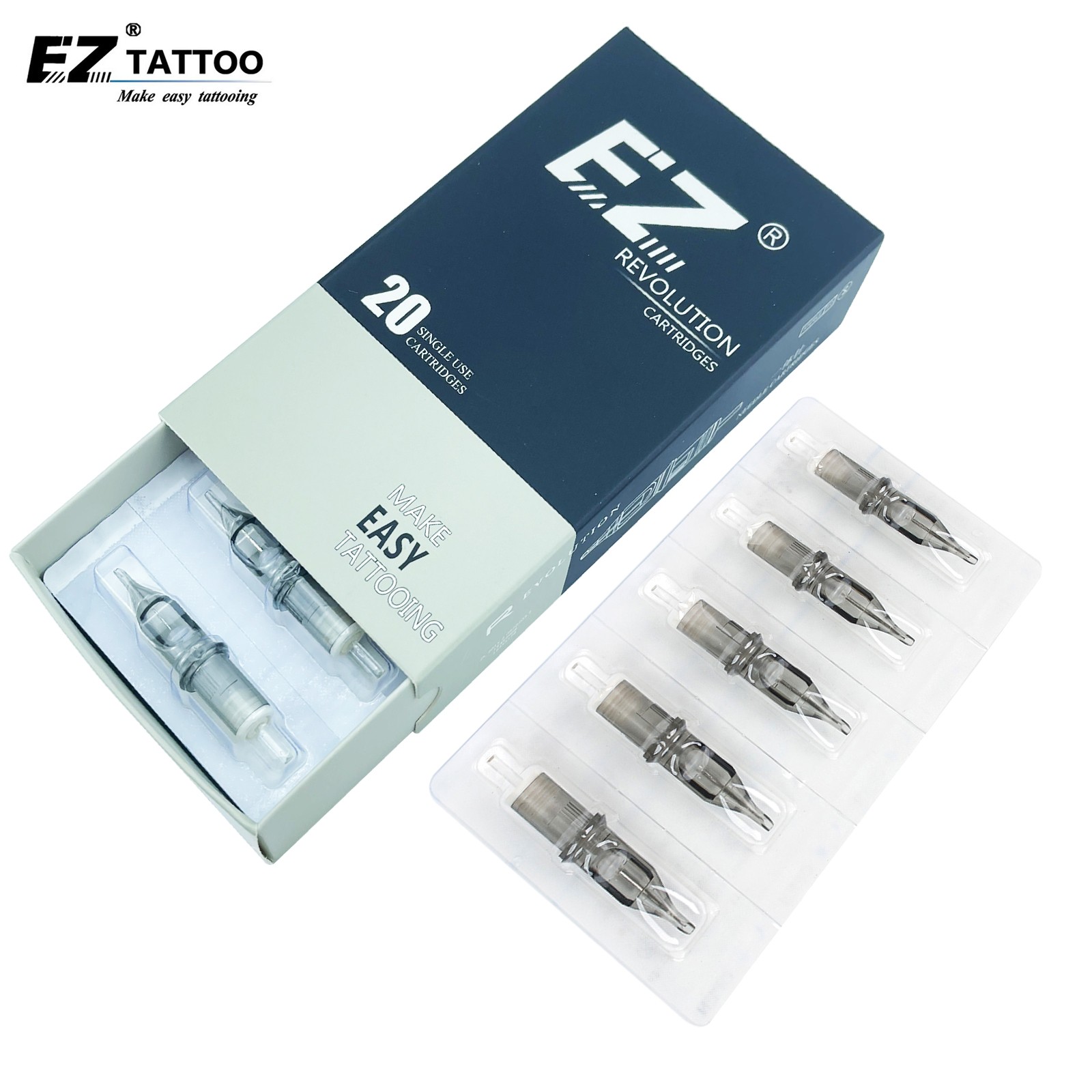 EZ Tattoo Needles Revolution Round Liner Cartridge #10 (0.30mm needle) RC1003RL RC1005RLRC1007RL RC1009RL RC1014RL 20pcs/lot