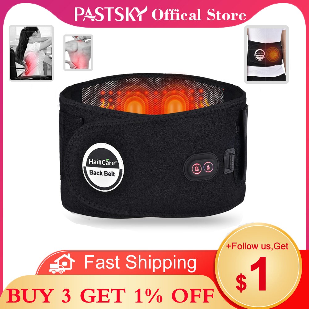 Bastsky Scoliosis Waist Disc Lumbar Heating Belt Cushion Infrared Heat Back Pain Lumbar Electric Massager Herniated Disc Spine Brace