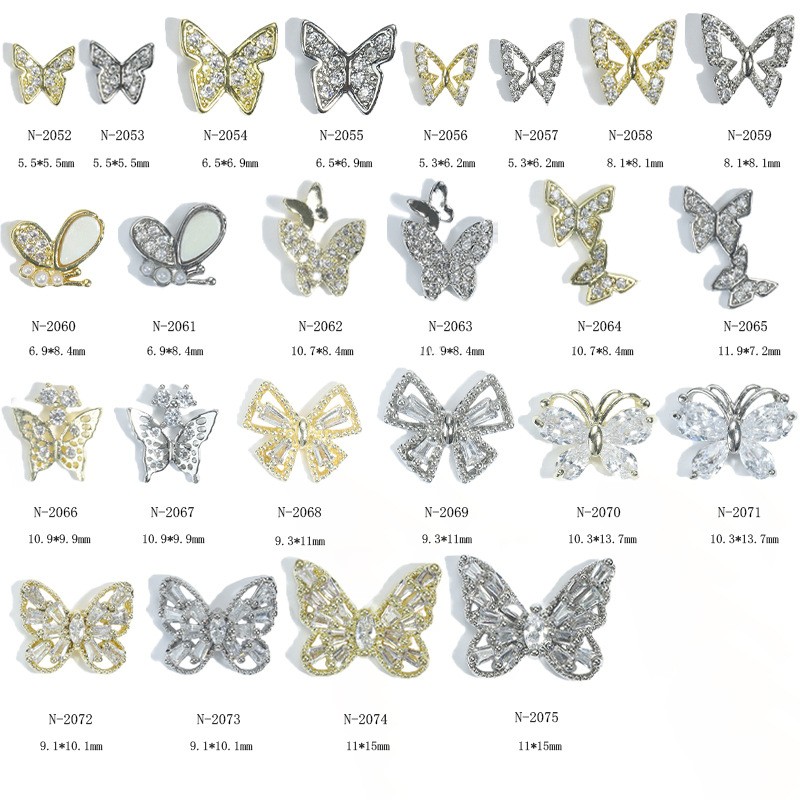 Nail Art Butterfly Jewelry 3D Super Flash Rhinestone Nail Decoration Opal Bow Zircon Rhinestone Butterfly Shape