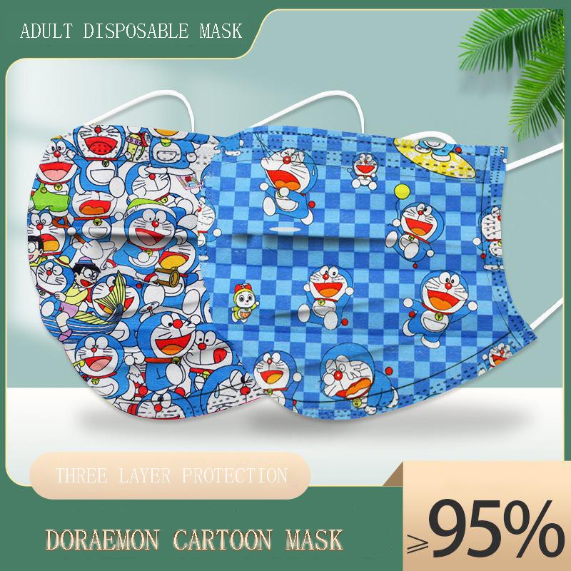 New adult 50pcs cartoon Doraemon cartoon pattern printing thick 3-layer protective comfortable breathable disposable mask