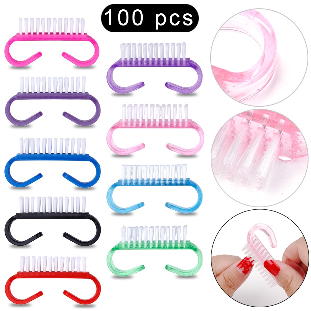 10/50/100pcs New Acrylic Nail Cleaning Brush Dust Removal Brush Nail Pedicure Plastic Gel Manicure Brushes Handle Scrubbing Tool