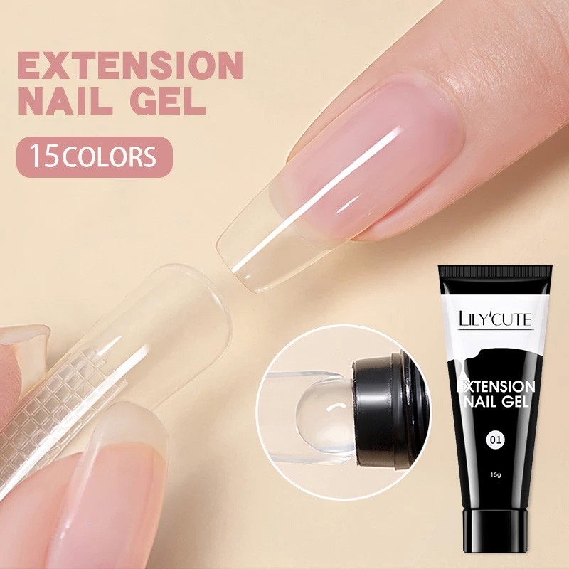 LILYCUTE Nail Extension Gel Clear White Pink UV LED Extension Gel Nail Tips Enhancement Slip Quick Solution Extension Gel