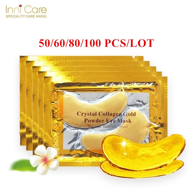 InniCare 50/60/80/100pcs Crystal Collagen Golden Eye Mask Dark Circles Acne Beauty Patches for Eye Skin Care Korean Cosmetics