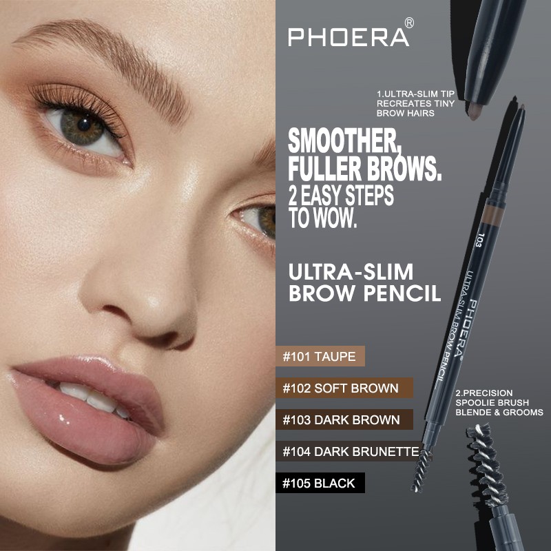 PHOERA 5 Color Natural Long Lasting No Blooming Double Ended Eyebrow Pencil Waterproof Sweatproof No Fading Eyebrow Pen TSLM1