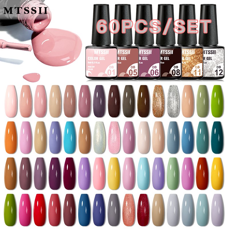 Mtssii 24/25/40/60pcs Gel Nail Polish Set Color Gel Semi Permanent UV Led Varnish Nail Art Design Soak Off Gel Set Nail Gel Set