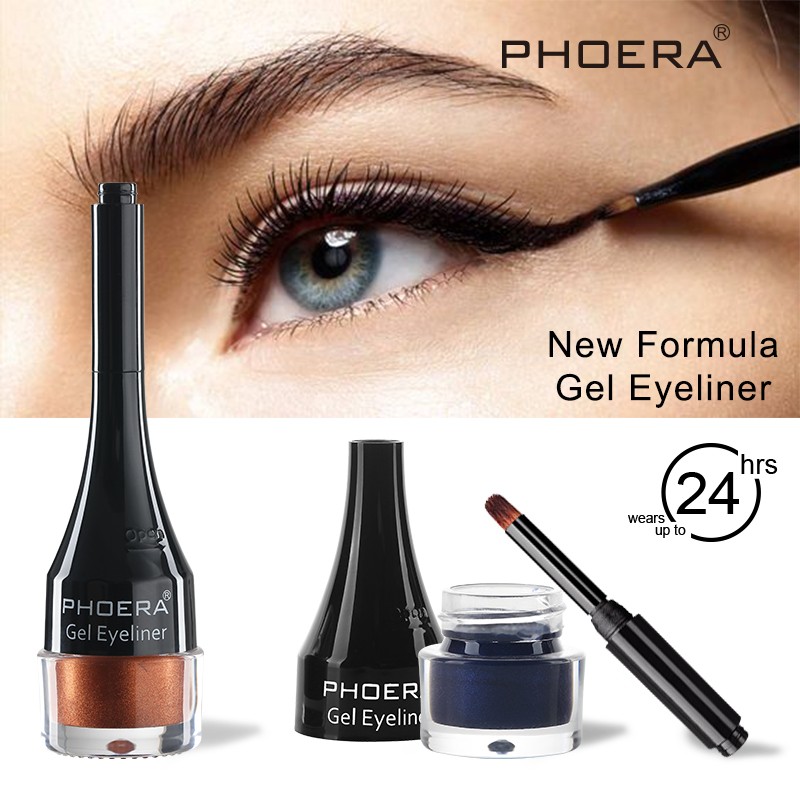 PHOERA 10 Colors Matte Eyeliner Gel Eyeshadow Dual Use With Brush Set Waterproof Long Lasting Beauty Comestics TSLM1