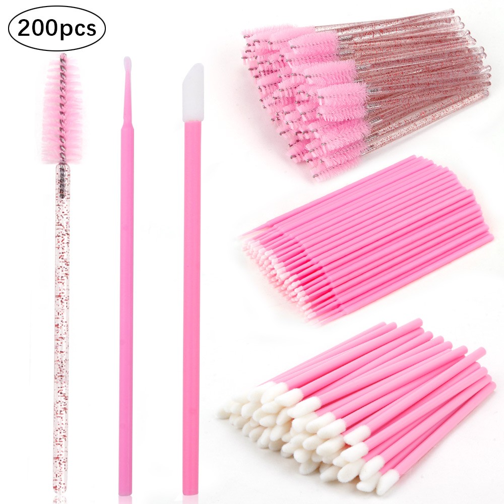 Disposable Eyelashes Brushes 200 Pieces Cotton Swabs Eyebrow Brush Mascara Wand Roller Eyelashes Cosmetic Brushes