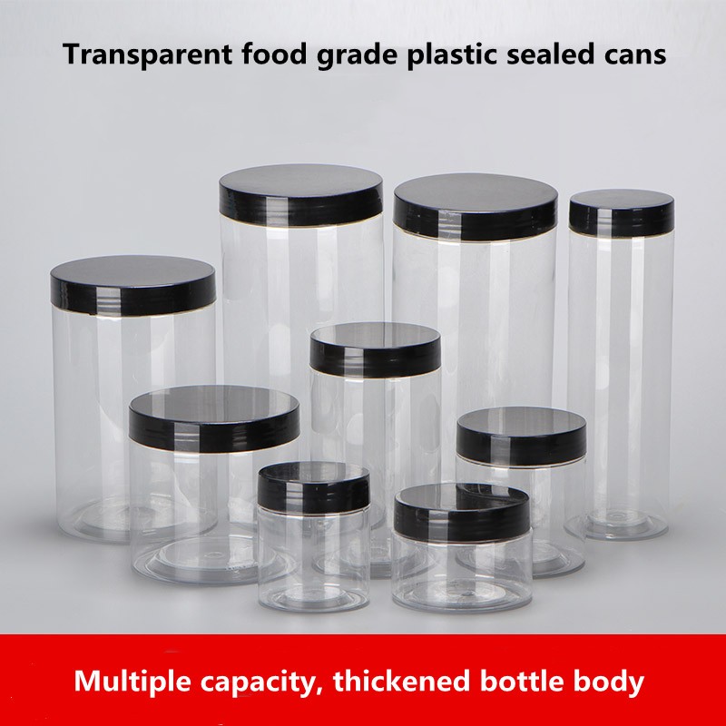 Wholesale 50pcs clear empty plastic cosmetic jars PET food jar makeup container with plastic lid food cans