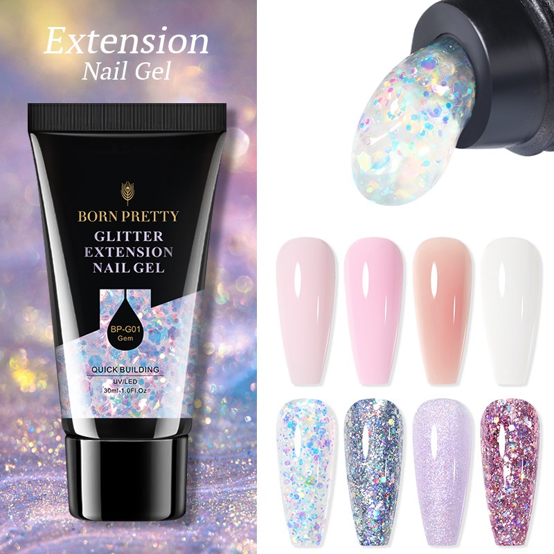 Born Pretty Gel For Nail Extension Clear Glitter Extension Soak Off UV Gel Polish Nail Art Acrylic UV Gel Polish Manicure