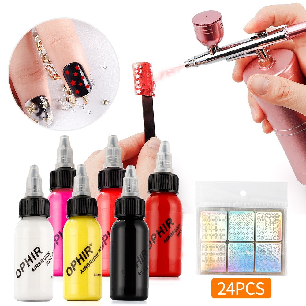 Nail Airbrush Inks 4 Colors 30ml Spray Gun Nail Art Nail Polish Pigments Airbrush Set Manicure Tools