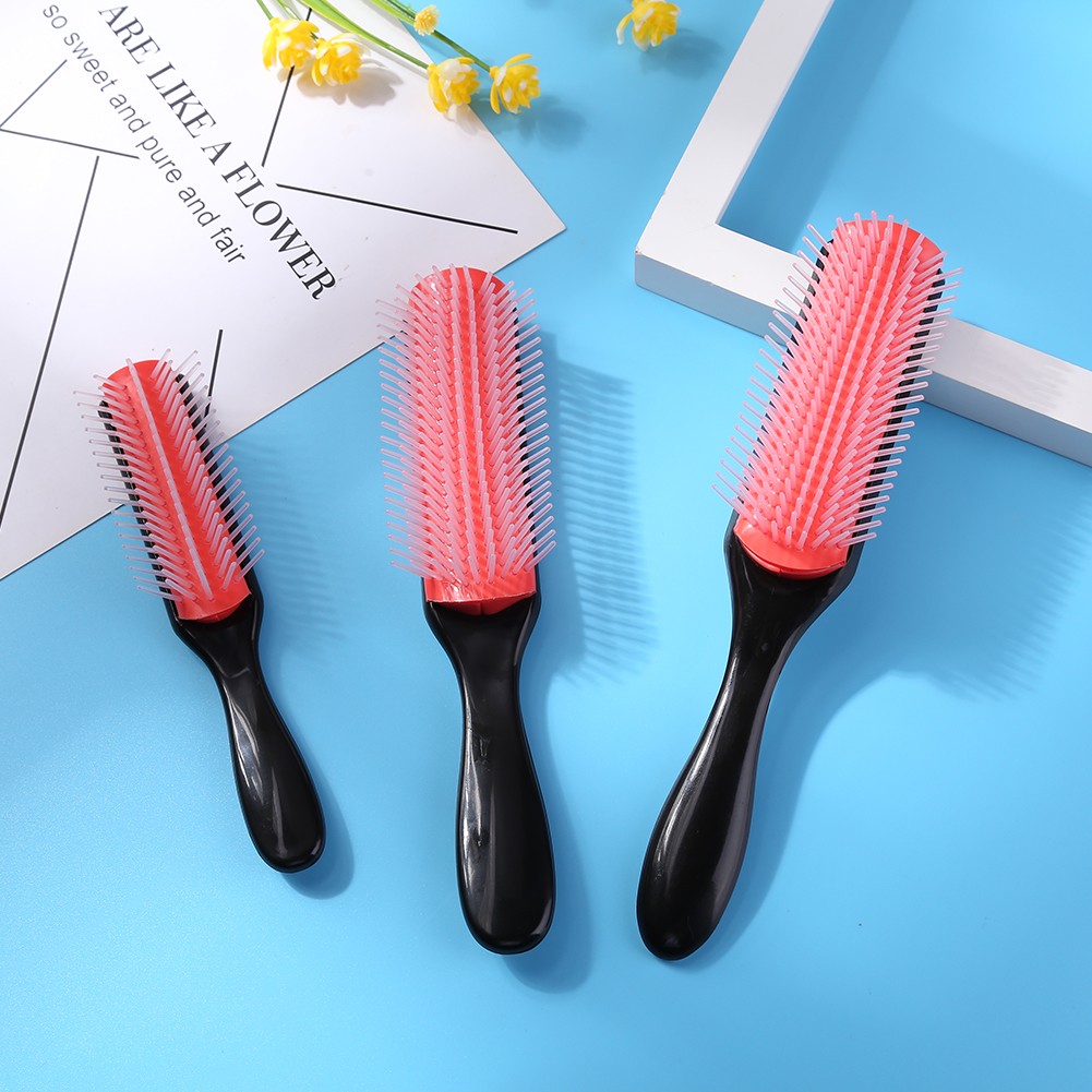 9-Row Hair Comb Detangling Rat Tail Hair Brush Comb Hair Styling Brush Straight Curly Wet Hair Scalp Massage Brush Women