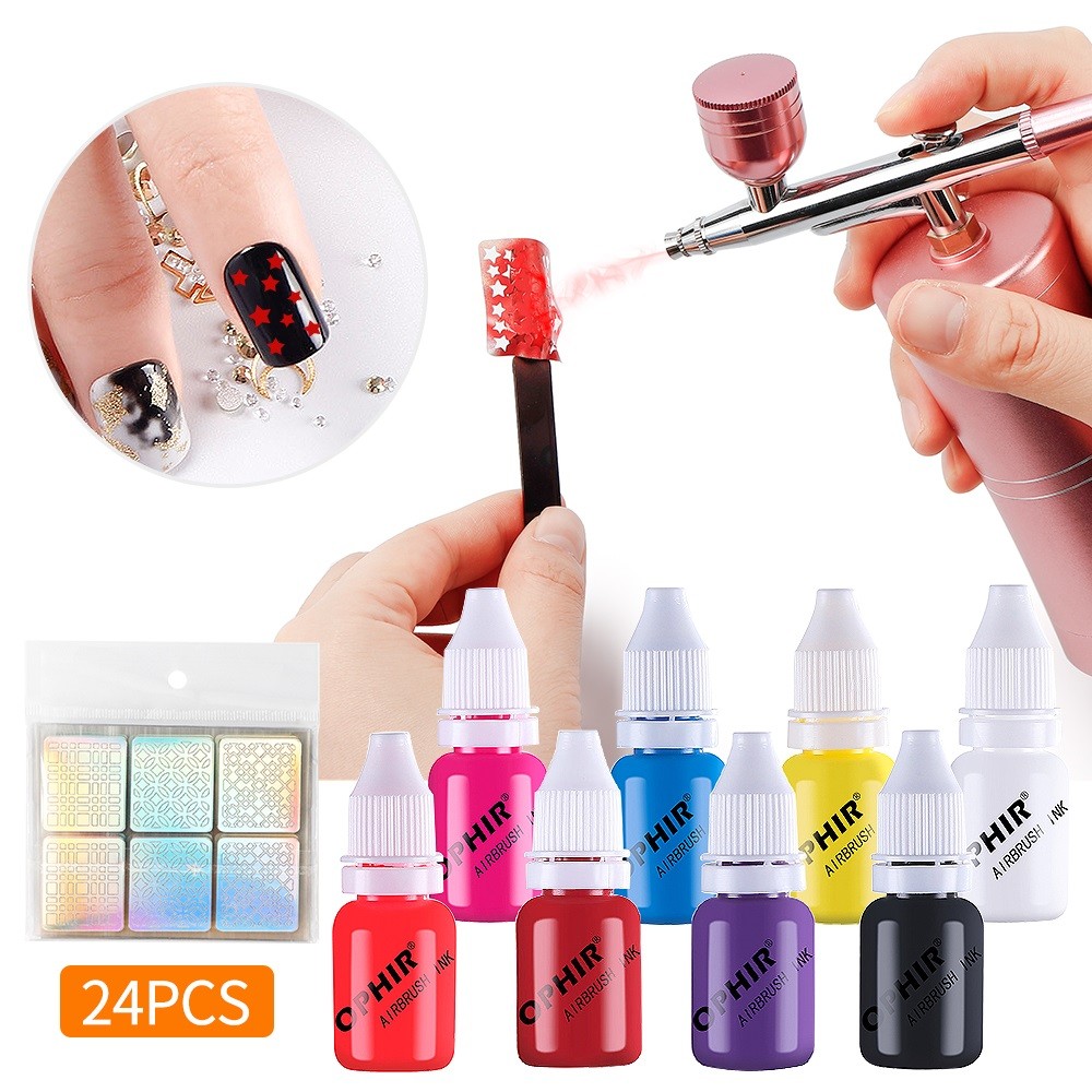 8 Colors 10ml Airbrush Nail Ink For Airbrush Spray Nail Polish Art Painting Use Pigment Inks Airbrushing Kit Manicure Tool