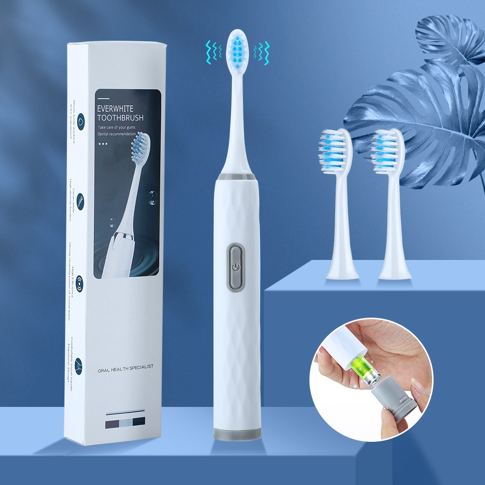 Electric Sonic Toothbrush Rechargeable Teeth Whitener IPX7 Waterproof Remove Yellow Tartar Teeth With 3 Replacement Heads