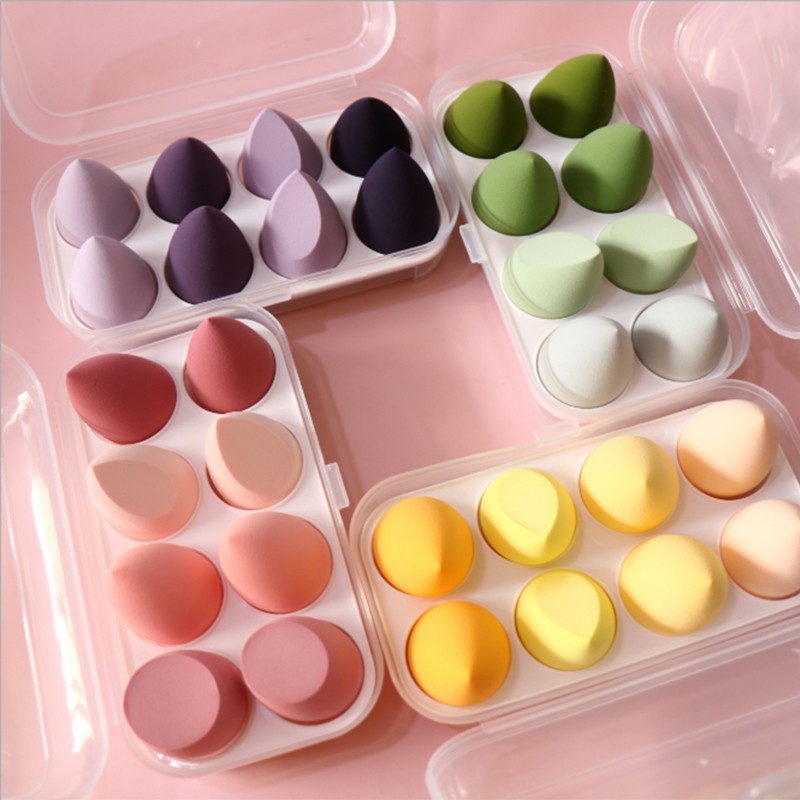 4/7/8pcs New Beauty Egg Set Gourd Water Drop Puff Makeup Sponge Set Colorful Pad Cosmetics Sponge Egg Tool Wet and Dry Use