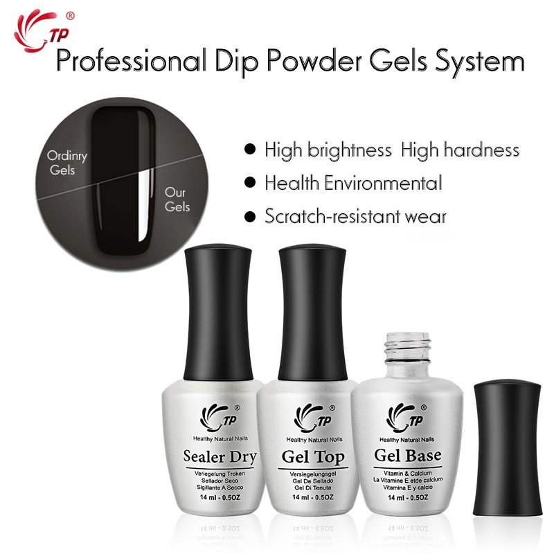 TP - Nail Gel Kit, Base or Top Coat, 14ml, Base/Top Coat, Brush Provider, Tonic, Dip Powder, No Base Lamp, Nail Treatment