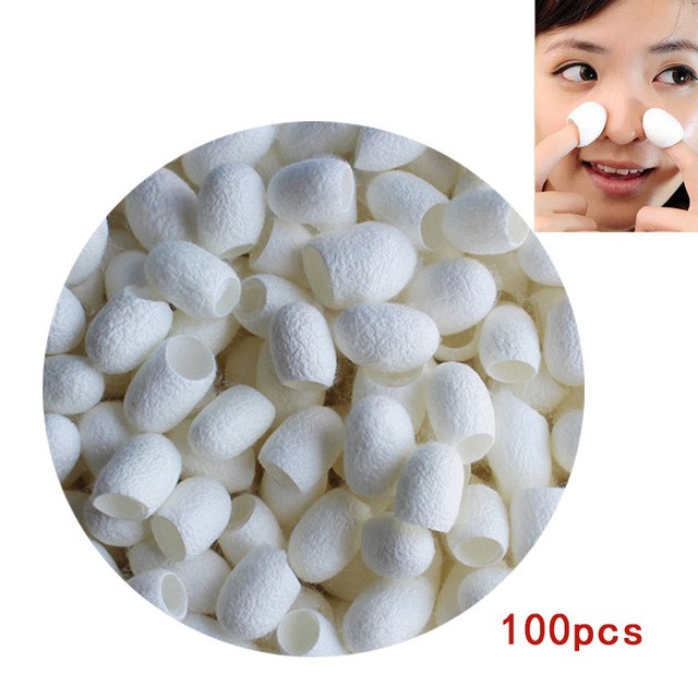 100pcs Silkworm Balls Purifying Whitening Exfoliating Blackhead Remover Natural Silk Cocoon Facial Skin Care Best Gifts