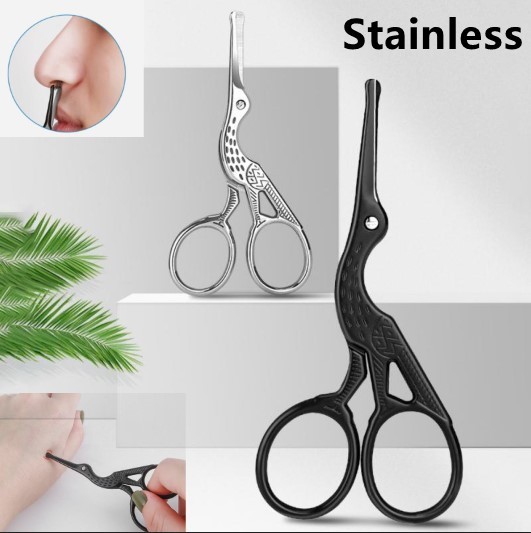 Stainless Steel Nose Hair Trimmer Scissors Steel Safety Nose Hair Scissors Nose Hair Trimmer Manual Scissors Small Makeup Scissors