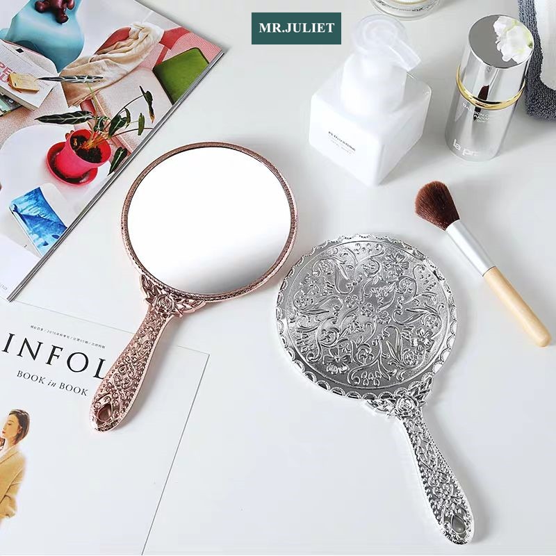 Princess mirror simple European beauty makeup portable handle mirror