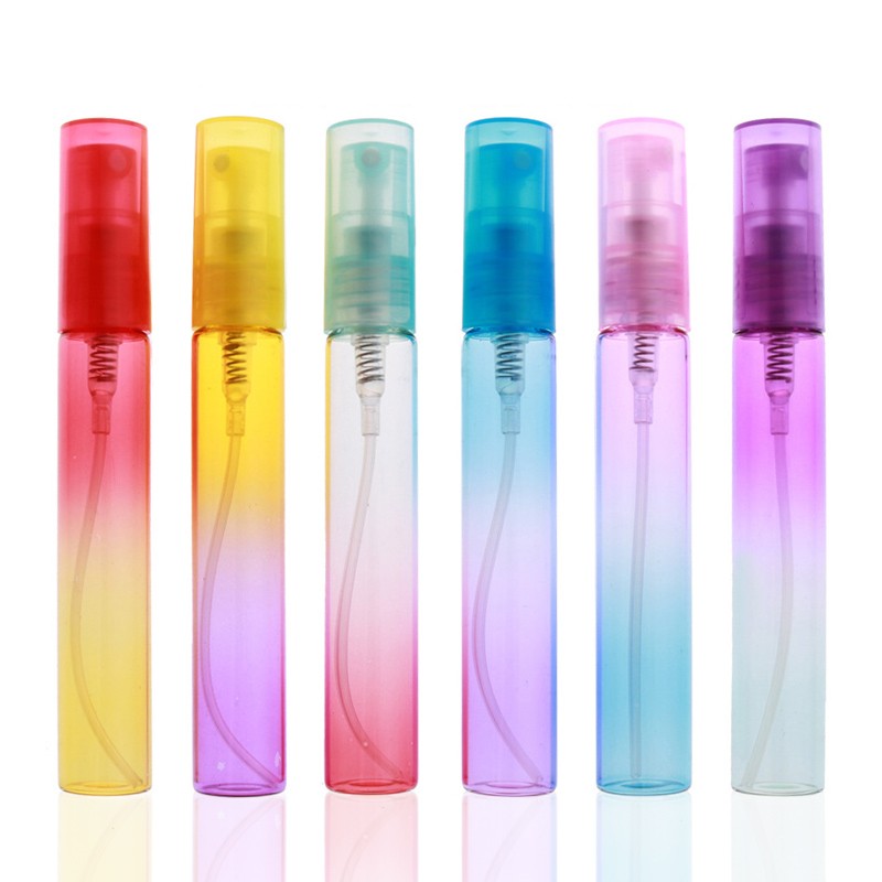 50pcs/lot 4ml 8ml Mist Spray Bottles Refillable Perfume Empty Tube Glass Travel Bottles Rainbow Color Spray