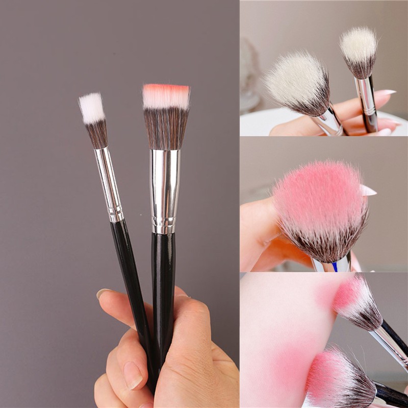 1/2pcs stipbling makeup brushes double layer blush brush natural cosmetic blush highlight bronzer contour powder blending tool