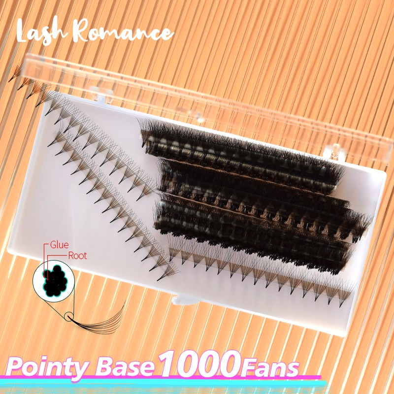 1000 Fans 3D-14D Premade Volume Lash Extension Fans Thin Pointy Base Sharp Slim Narrow Stem Russia Size Eyelash Extension Fan