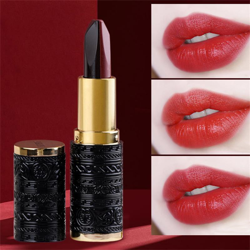 1pc Three Colors Black Lipstick Tube Rose Diamond Matte Velvet Lipstick Long Lasting Waterproof Full Color Sexy Lips Makeup