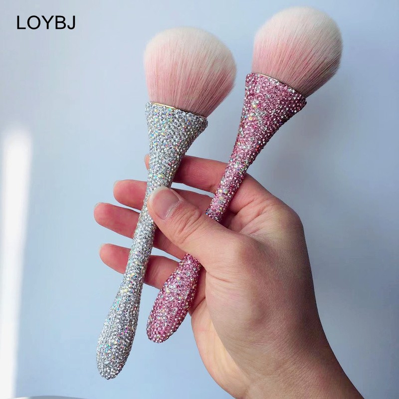 Loebig Luxury Diamond Makeup Brushes Set Shiny Loose Powder Foundation Blush Highlighter Brush Women Face Beauty Tools