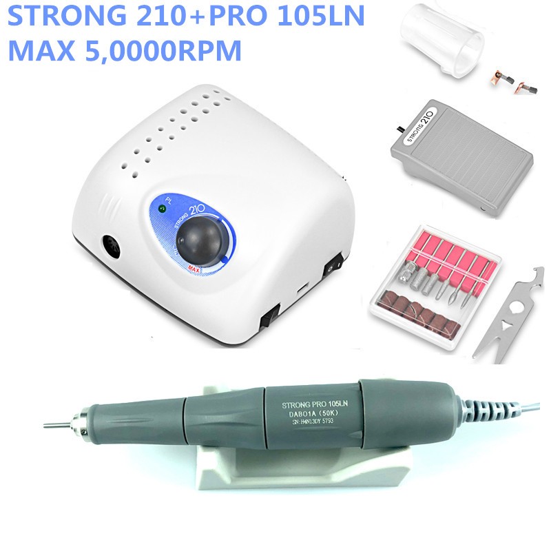 Strong 2021 Pro Manicure and Pedicure Bits, 210 Liters, 65 Watts, 105/45000 RPM, Electric Drills, 500000