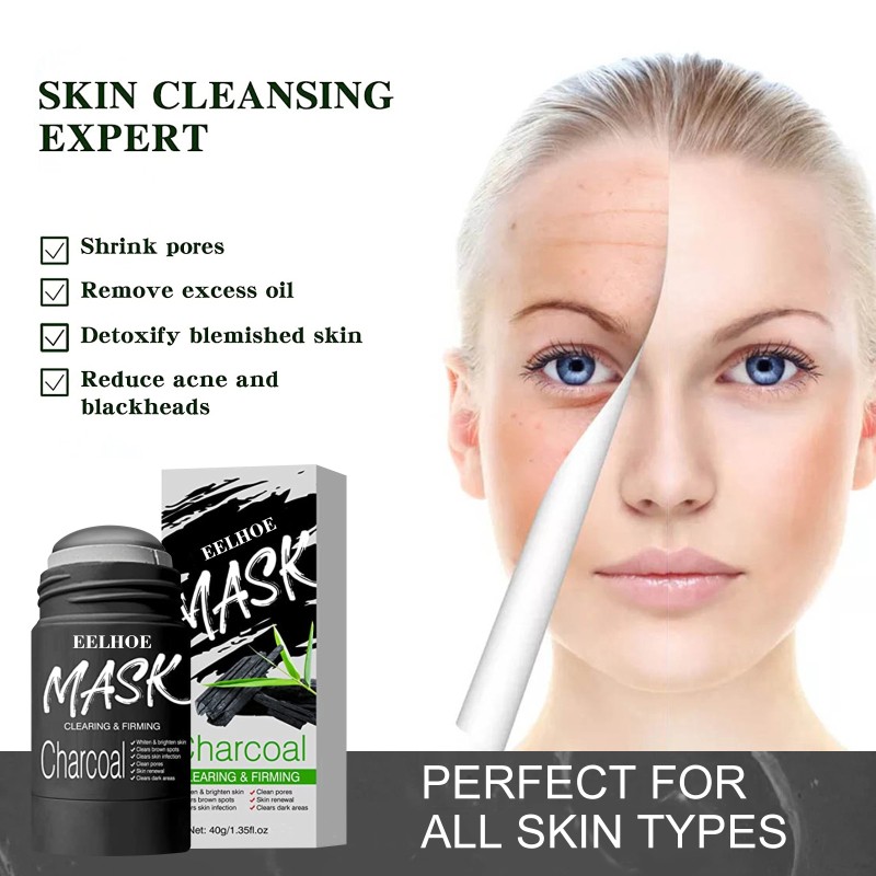 Charcoal or Vitamin C Facial Purifying Mud Stick for Blackhead Oil Control and Hard Pore Cleaning Mask