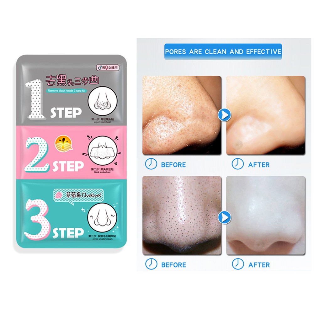 Remove Blackhead Nose Patch 3 Steps T Area Care Deep Clean Pores Blackhead Clean Face Care Products Shrink Pore Sticker