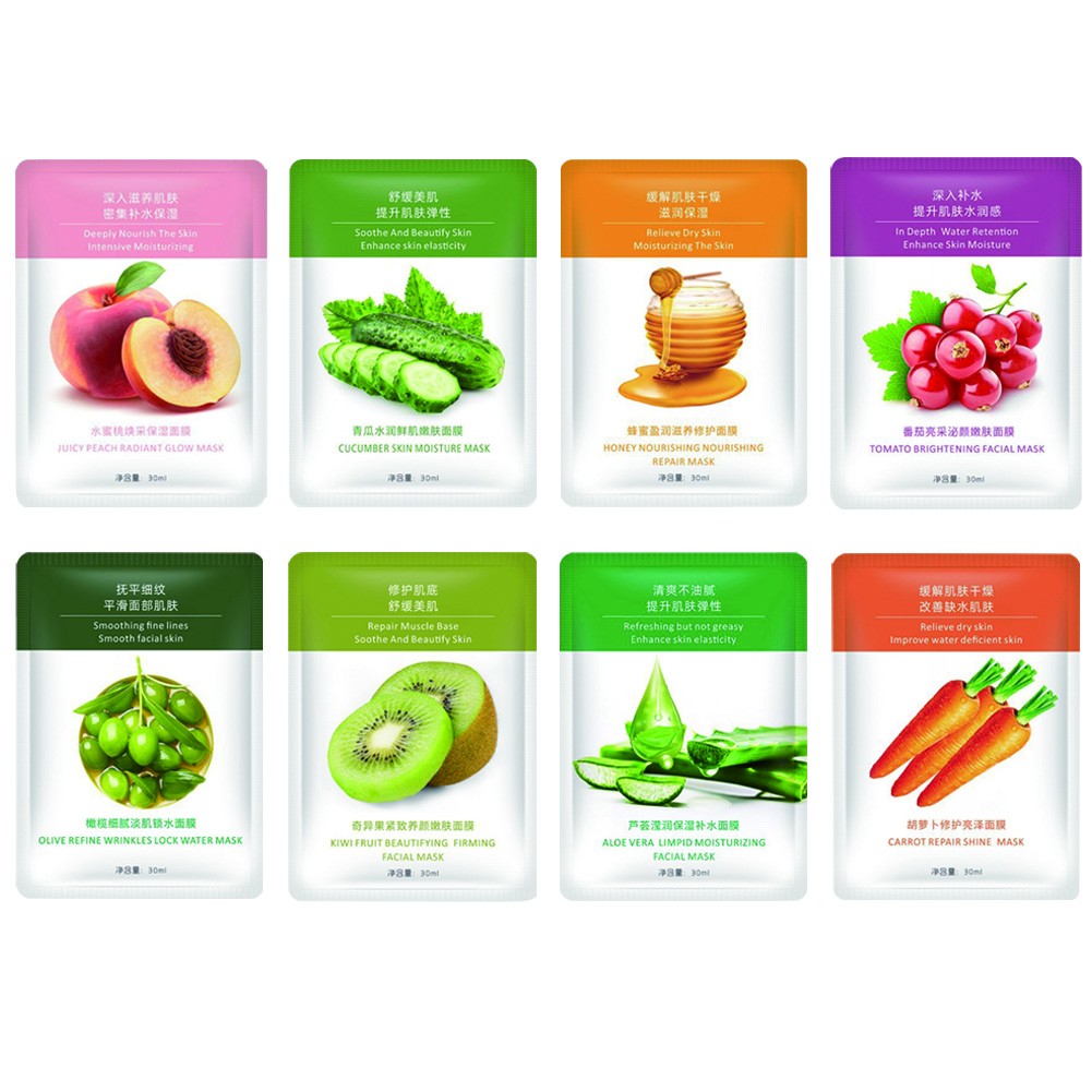 30ml Fruit Plant Face Mask Shrink Pores Brightening Moisturizing Anti-aging Sheet Masks Moisturizing Face Skin Care