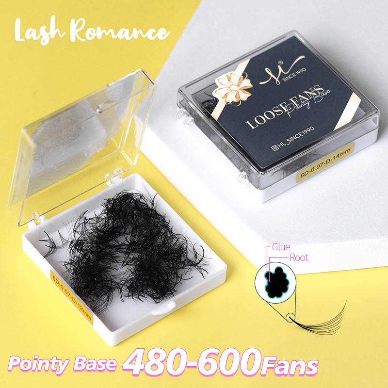 Tapered Loose Base Premade Fans Lash Eyelash Extension 6D 7D 10D Thin Tapered Stem Lash Premade Size Fans