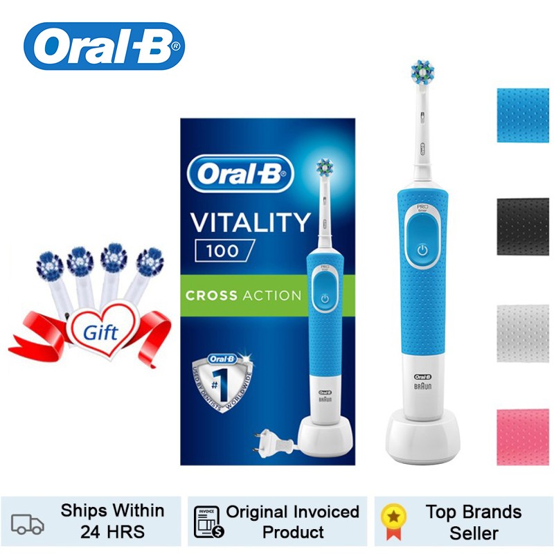 Oral B Electric Toothbrush For Adult D100 Vitality Cleaning Rechargeable Toothbrush Waterproof Cleaner 4 Color Teeth Whitening