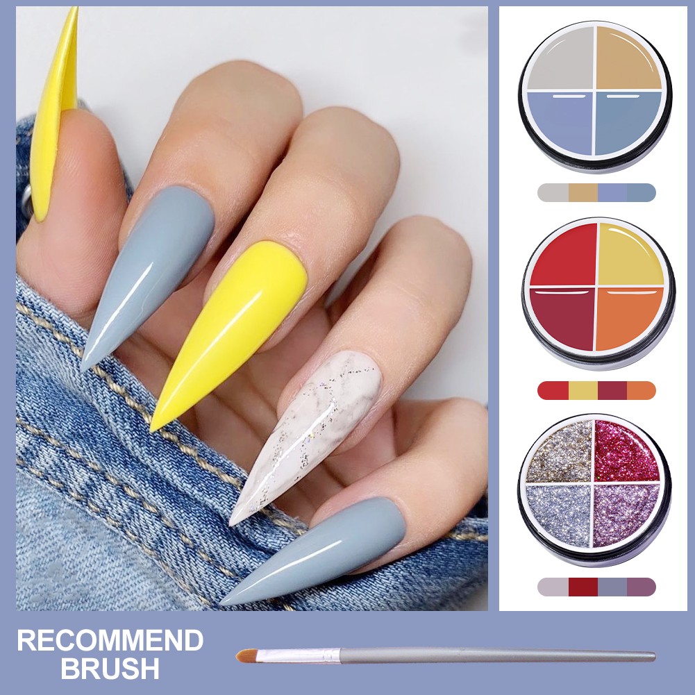 4 Color Solid Canned Nail Gel Cream Texture Phototherapy Painting Gel UV LED DIY Nail Art Design Nail Gel Polish TSLM1