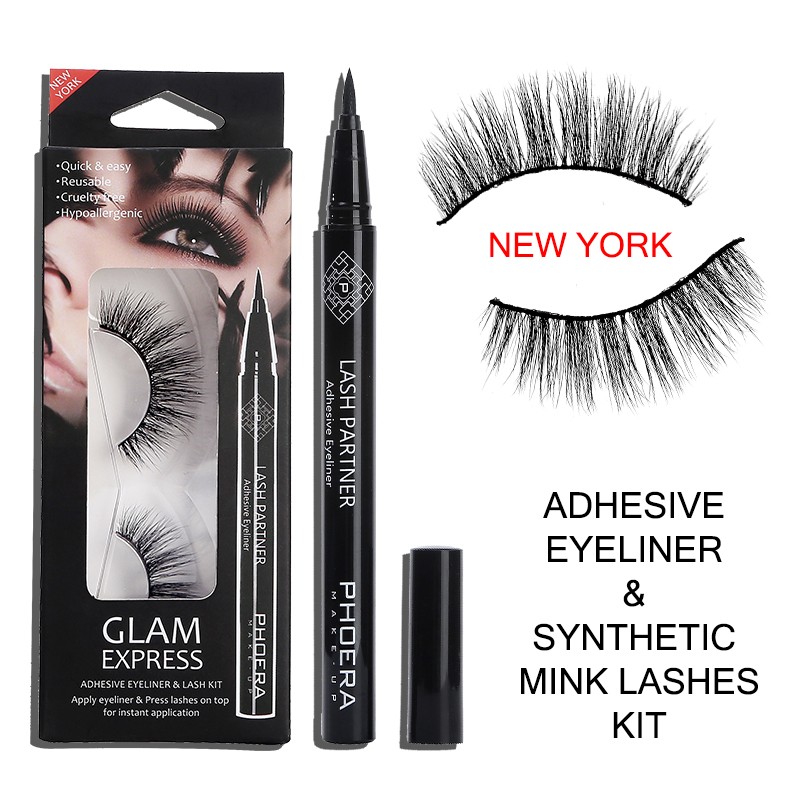 9D False Eyelashes Set Imitation Mink Hair Self Adhesive Eyeliner Pen Waterproof Reusable Makeup Cosmetic Tools TSLM1