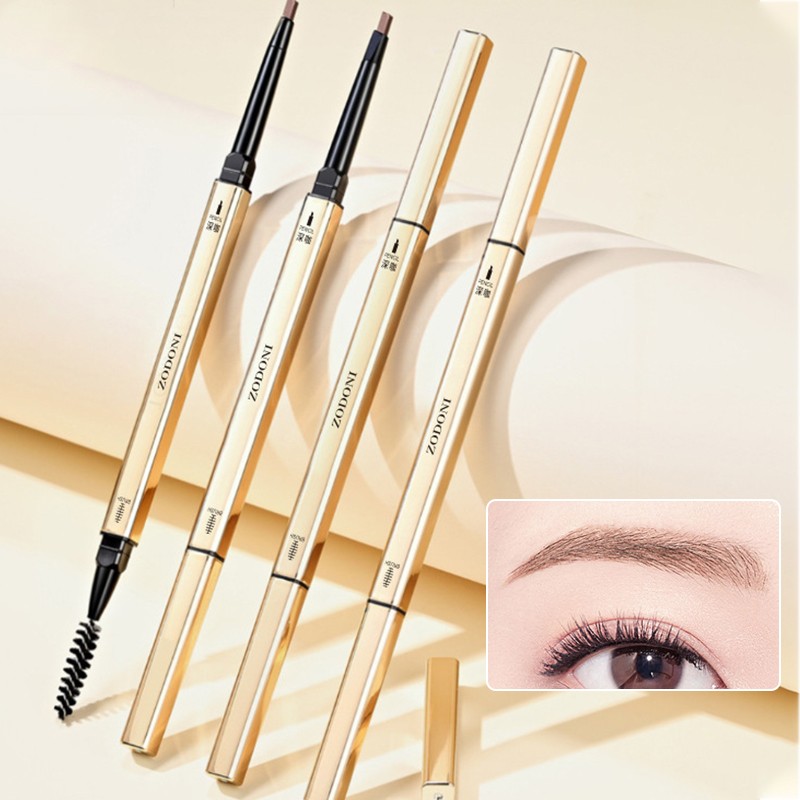 Portable Double End Eyebrow Pencil with Eyebrow Brush Durable Waterproof Sweat-proof Eye Makeup Cosmetic Tool Women Girls