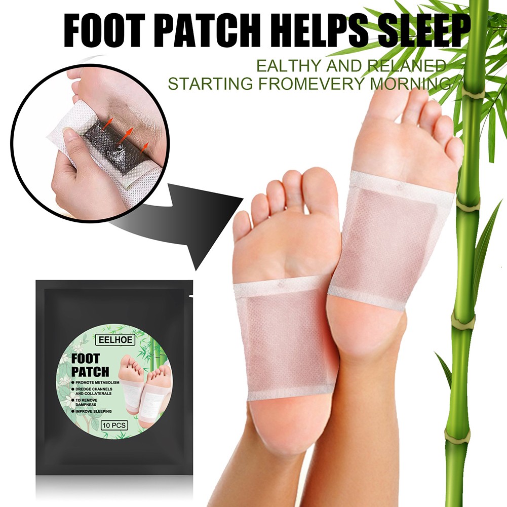 10pcs Bamboo Foot Patch Detox Weight Loss Foot Patch Promote Sleep Detox Anti Swelling Dispel Moisture Feet Supplies