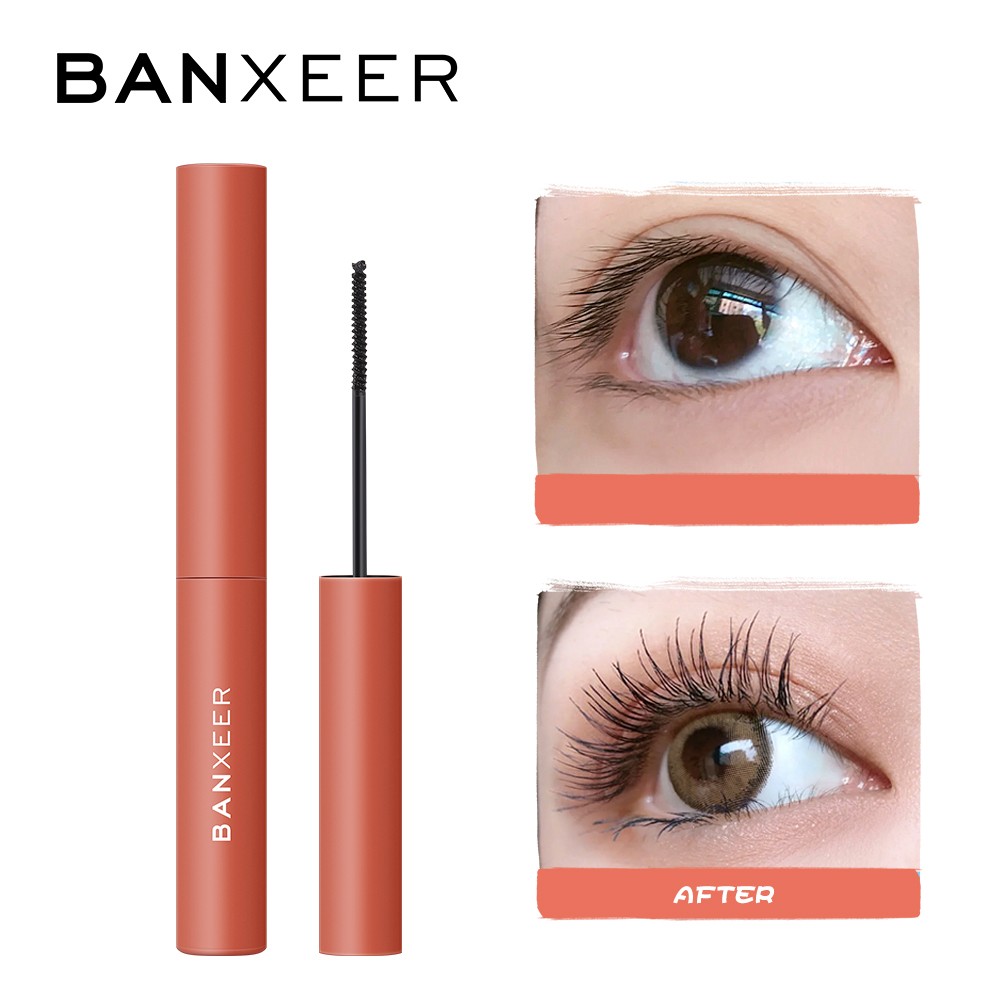 BANXEER Ultra Fine Long Eyelashes Mascara 4D Silk Fiber Waterproof Curling Mascara Volume Extension Female Cosmetics Makeup