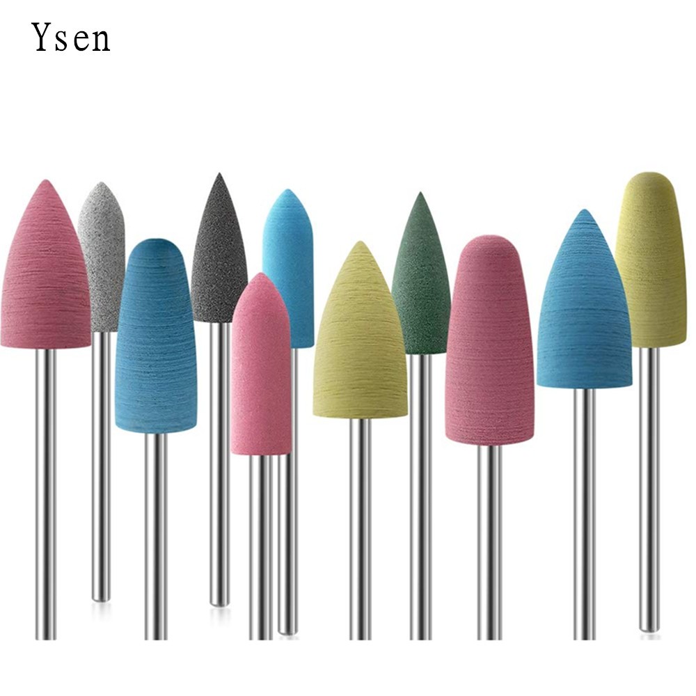 10pcs/set Silicone Rubber Polisher Grinding Head 2.35mm Shank Nail Bits Nail Electric Manicure Drill Machine Accessory