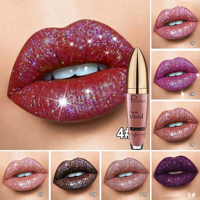 18 Color Matte To Glitter Shimmer Liquid Lipstick Shiny Diamond Lip Gloss Waterproof Long Lasting Pearl Lipgloss Women Lips Makeup