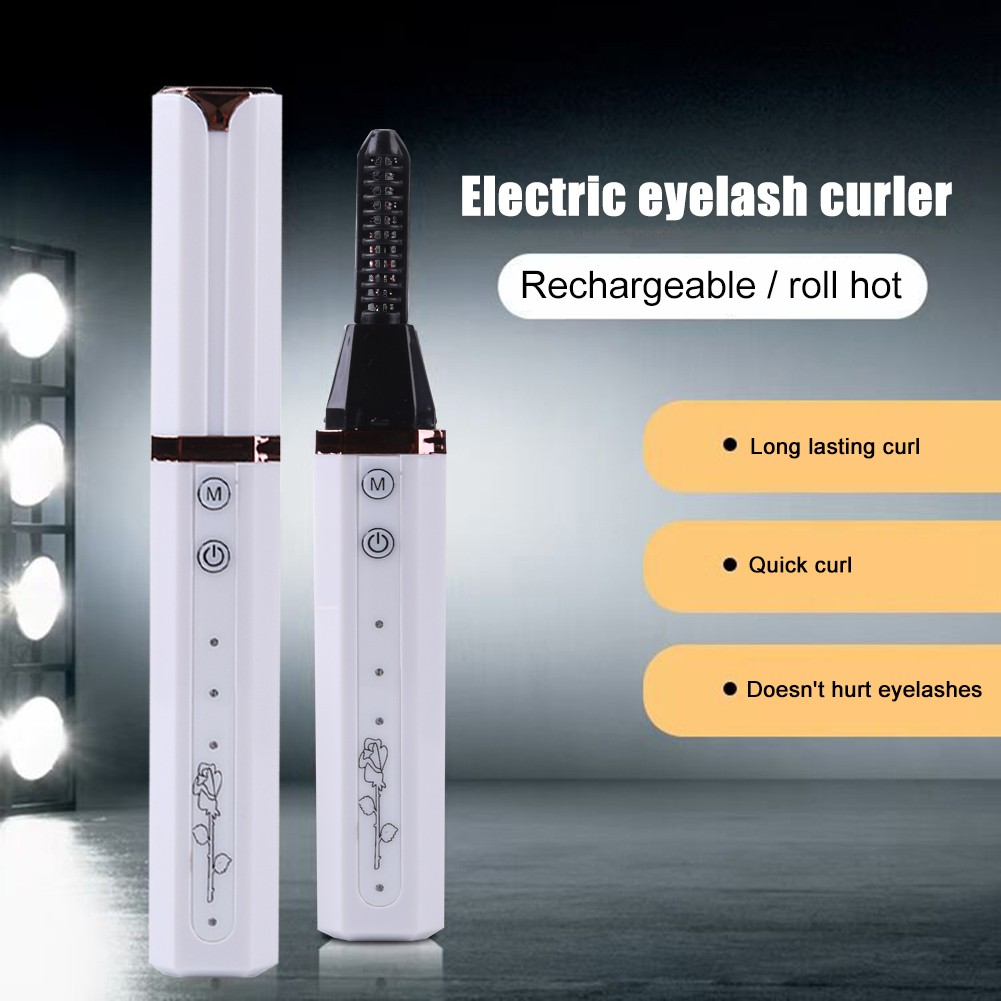 Electric Heated Eyelashes Roller USB Rechargeable Eyelashes Curler Fast Heating Natural Eyelashes Curler Long Lasting Makeup