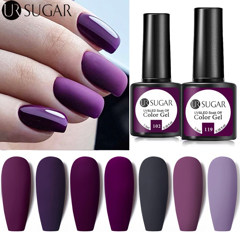 ur sugar 7.5ml purple color gel nail polish matte top coat semi permanent soak off nail art uv gel varnish all for manicure