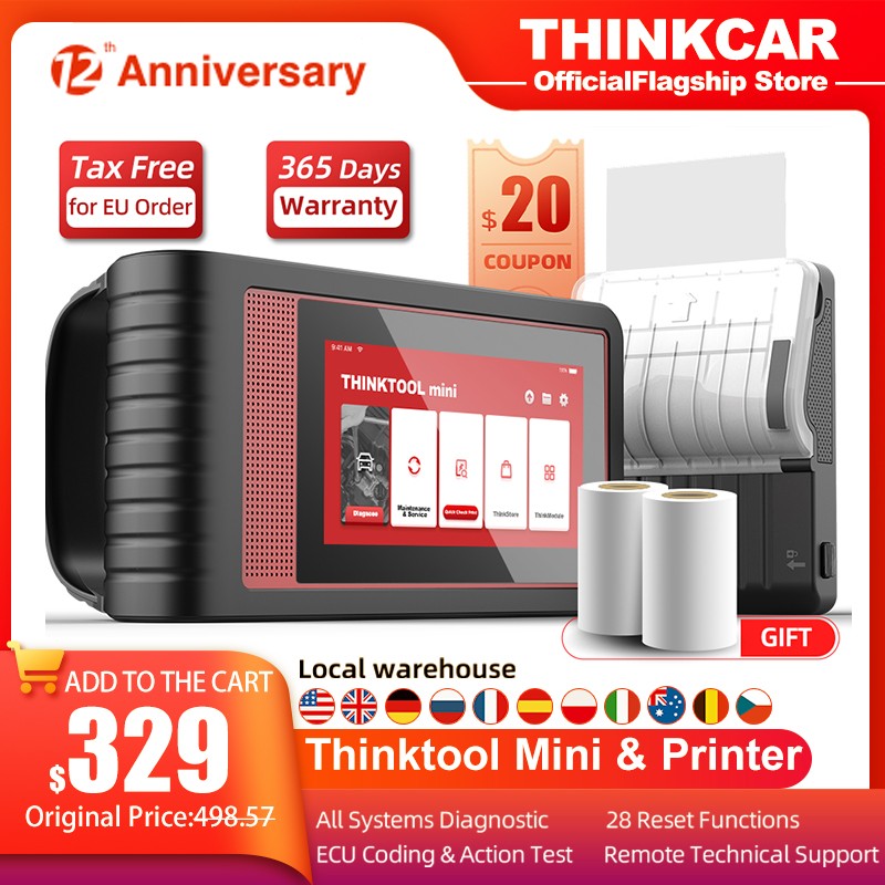 THINKCAR Thinktool Mini OBD2 Scanner Professional Full System Active Diagnostic Scanner Test Car Automotive Scanner ECU Coding