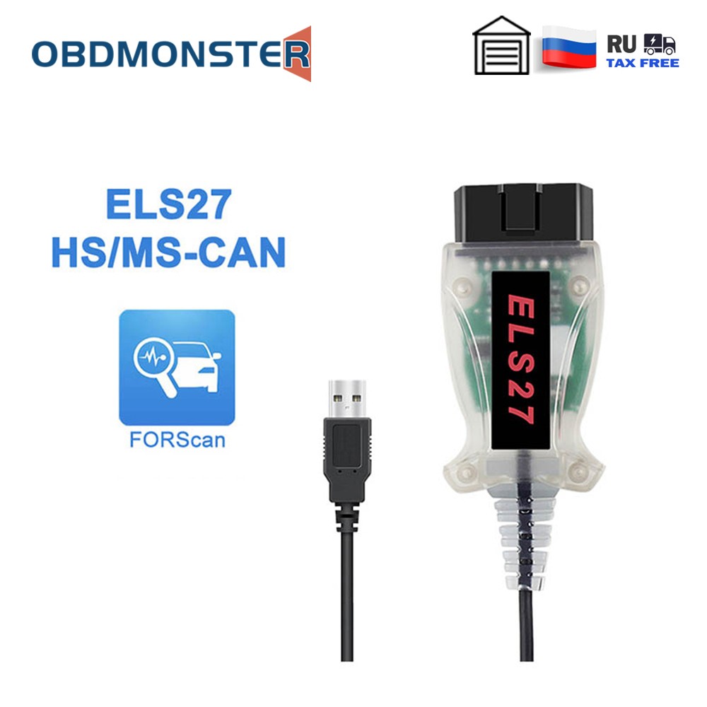 ELS27 For Ford Mazda Lincoln Mercury F150 F250 ELM327 USB V1.5 Auto Codec OBD2 Code Read HS MS CAN ForceScan