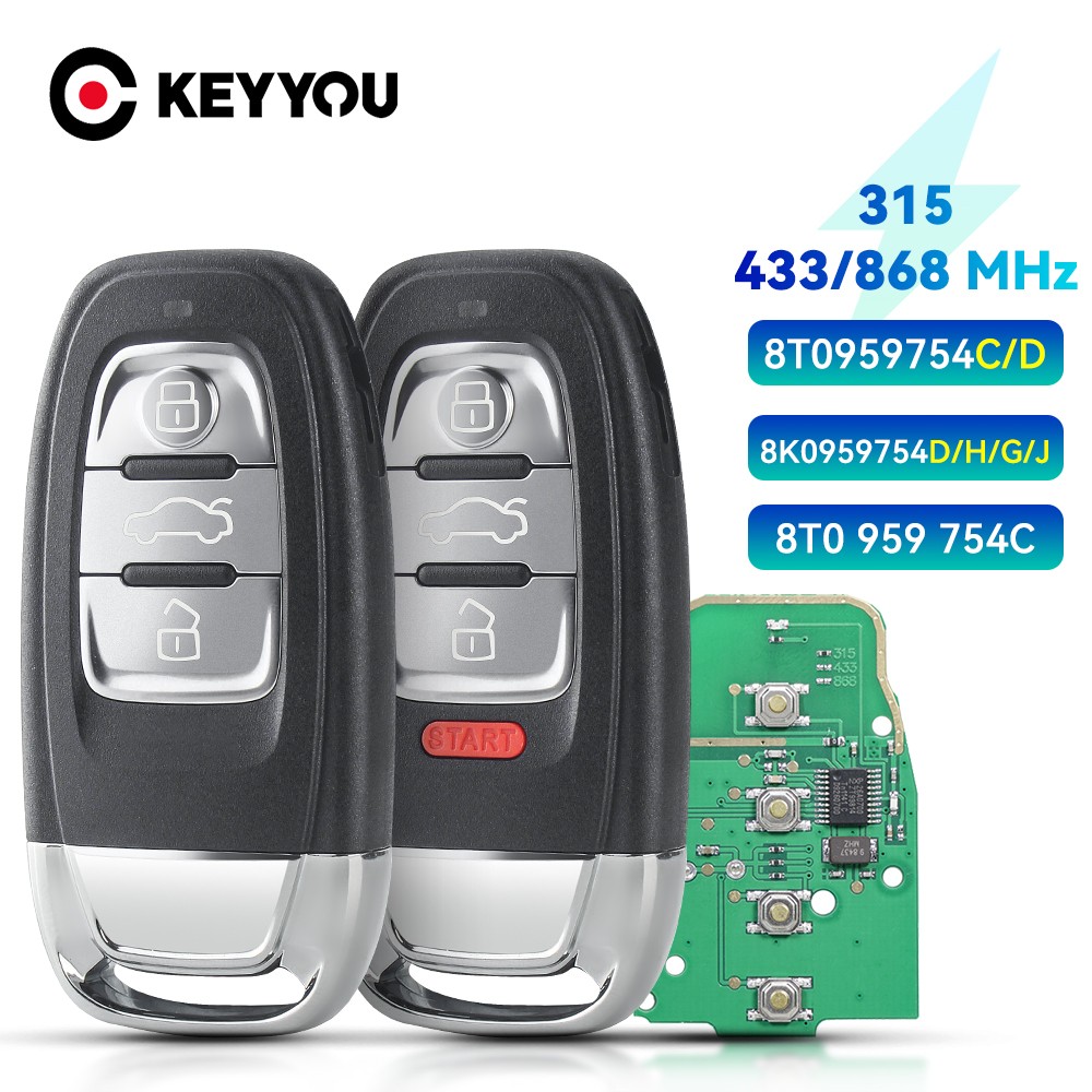 KEYYOU شبه الذكية سيارة ريموت كنترول مفتاح فوب لأودي Q5 A4L A5 A6 A7 A8 RS4 S4 S5 8T0959754D 8T0959754C 8K0959754G 8K0959754D/H